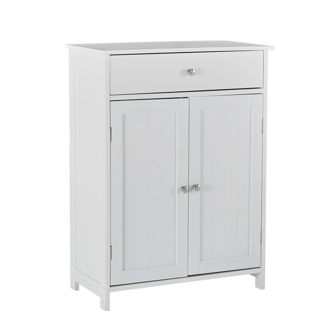 Storage Cabinet with Drawer,White Floor Bathroom Cabinets with Doors and Adjustable Shelf,