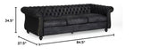 Tufted Microfiber Sofa with Scroll Arms, Black