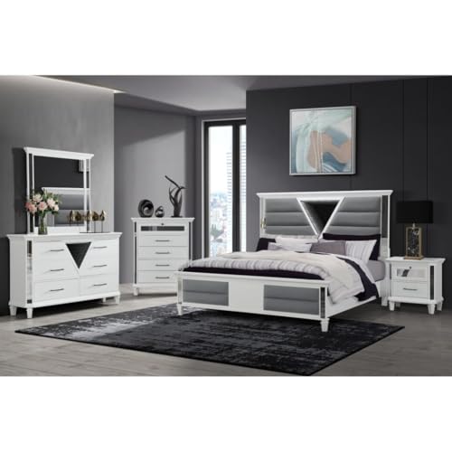 Marco White Metallic 2-Drawer Nightstand Mirrored Accents