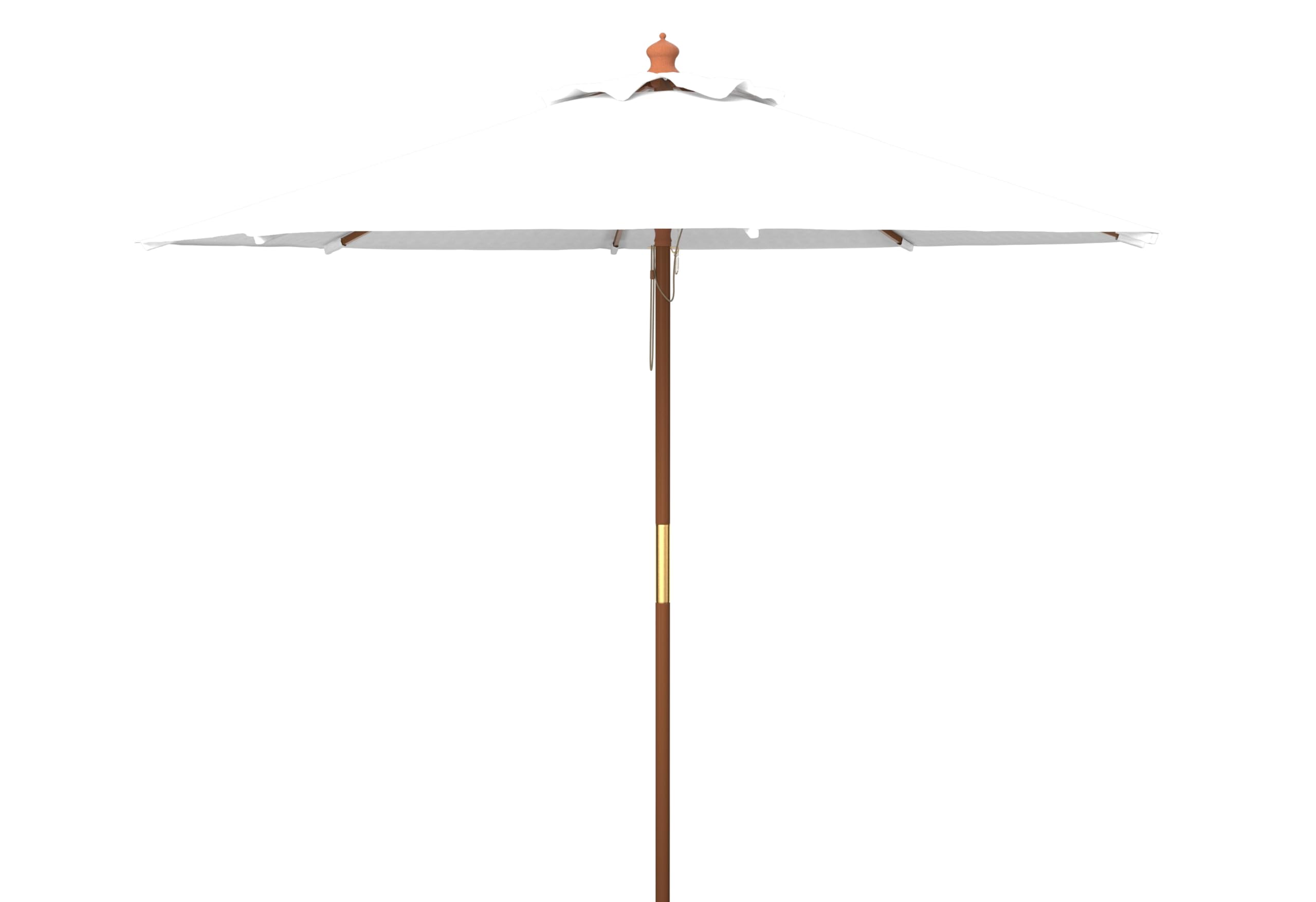 Outdoor Collection Cannes White 11-Foot Wooden Pulley Market Umbrella
