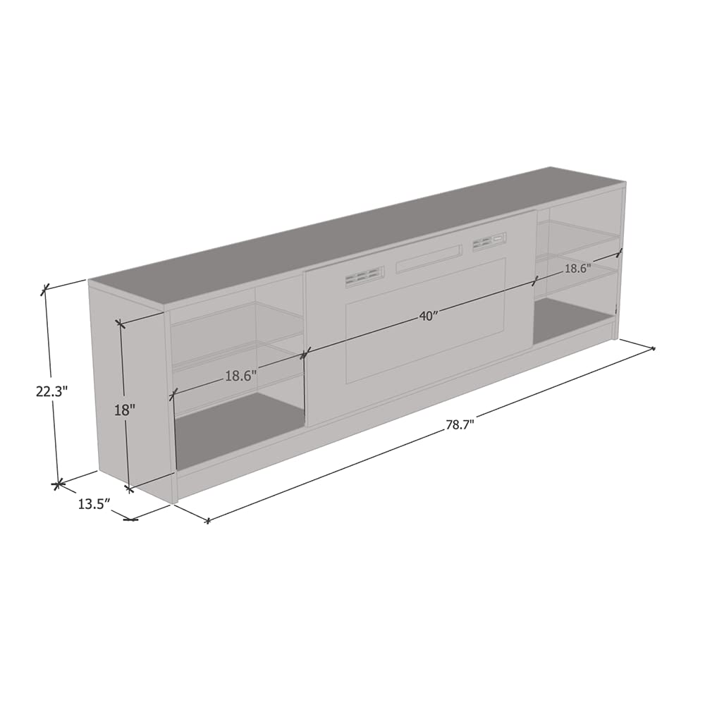 1 Electric Fireplace Modern 79" TV Stand (Black)