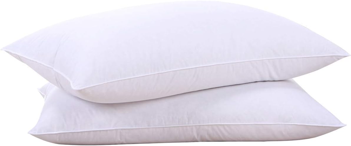 Goose Feathers and Down White Pillows with 100% Cotton Cover, Bed Sleeping Hotel