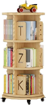 Book Shelves Bookcase Bookshelf 360 Degree Rotating Bookshelf with Letters Baffle