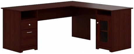 Cabot 72W L Shaped Computer Desk with Storage in Espresso Oak