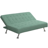 Kids Tufted Futon, Convertible Sleeper Sofa in Teal and Chrome