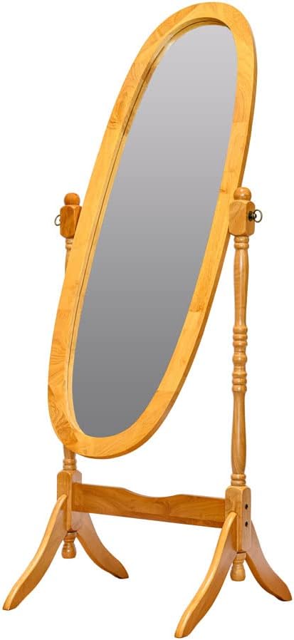 Swivel Full Length Cheval Floor Mirror - White Wood Frame