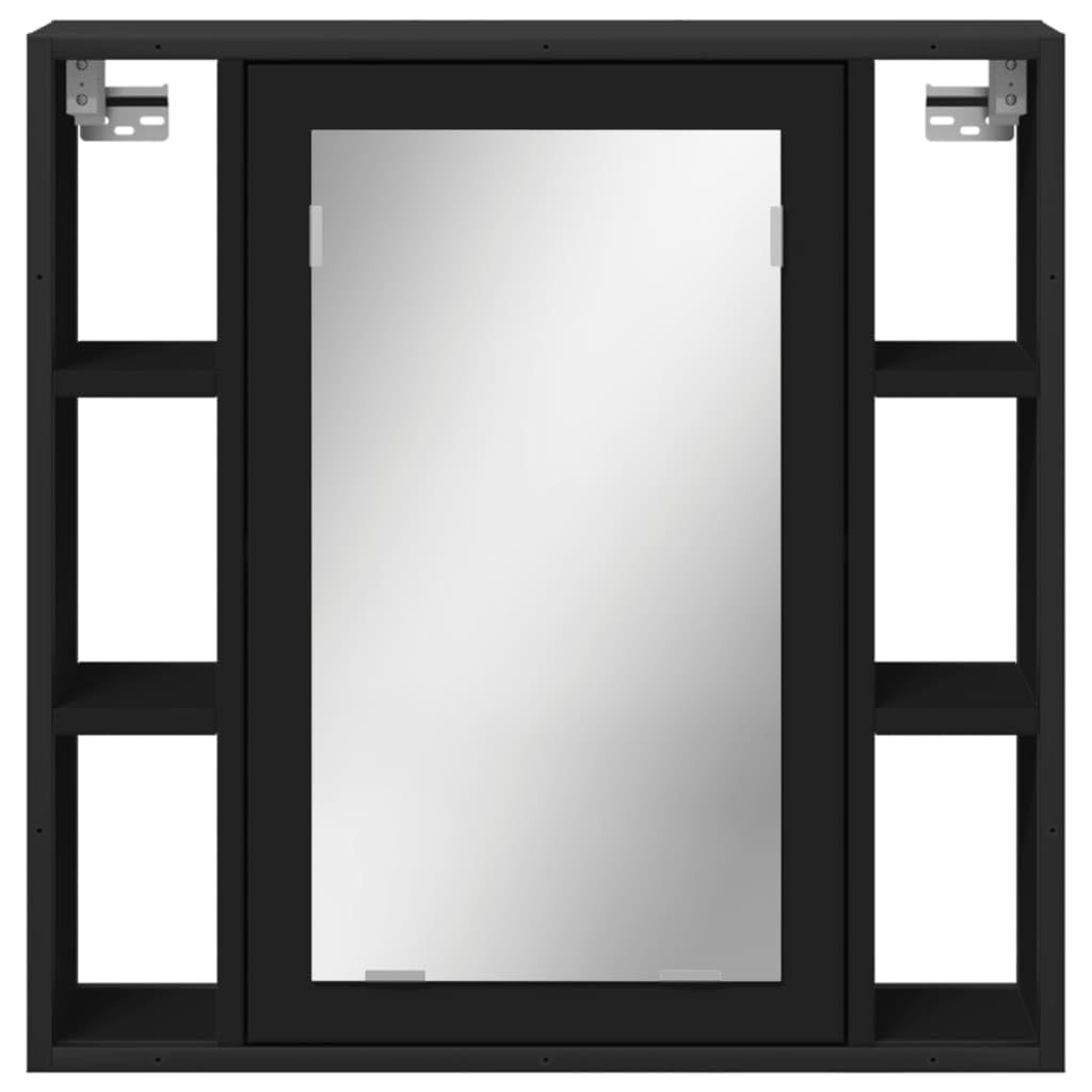 Wall-Mounted Bathroom Mirror Cabinet in Black - Engineered Wood