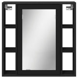 Wall-Mounted Bathroom Mirror Cabinet in Black - Engineered Wood