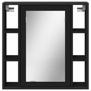Wall-Mounted Bathroom Mirror Cabinet in Black - Engineered Wood