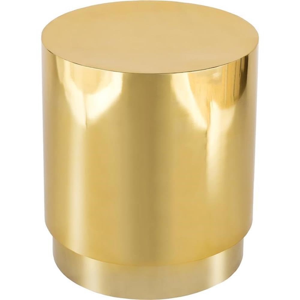 Gold Stainless Steel Drum End Table - Set of 2