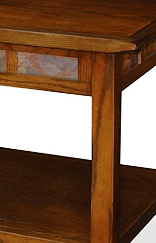 10058 Slate Tile Coffee Table with Shelf, 20 in x 38 in x 20.5 in, Rustic Oak