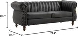 Chesterfield-Inspired 77" Faux Leather Sofa with Elegant Design, Gourd Legs, and Sustainable Pleather Upholstery,