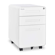 23.8" H 3 Drawer Rolling File Cabinet with Lock, Mobile File Cabinet Under Desk