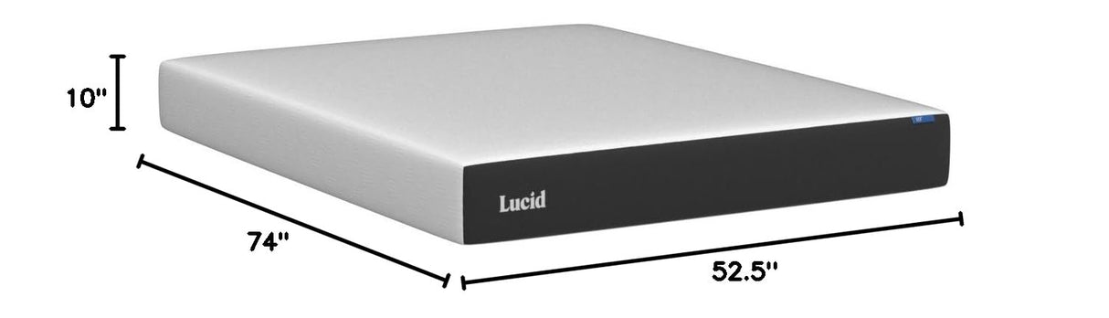 LUCID 10 Inch Memory Foam Mattress - Medium Feel - Infused with Bamboo Charcoal and Gel - Bed in a Box - Temperature Regulating - Pressure Relief - Breathable - Full Size