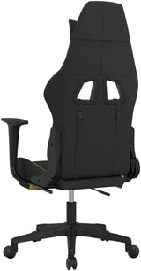 Adjustable Gaming Chair with Footrest - Black and Yellow Fabric