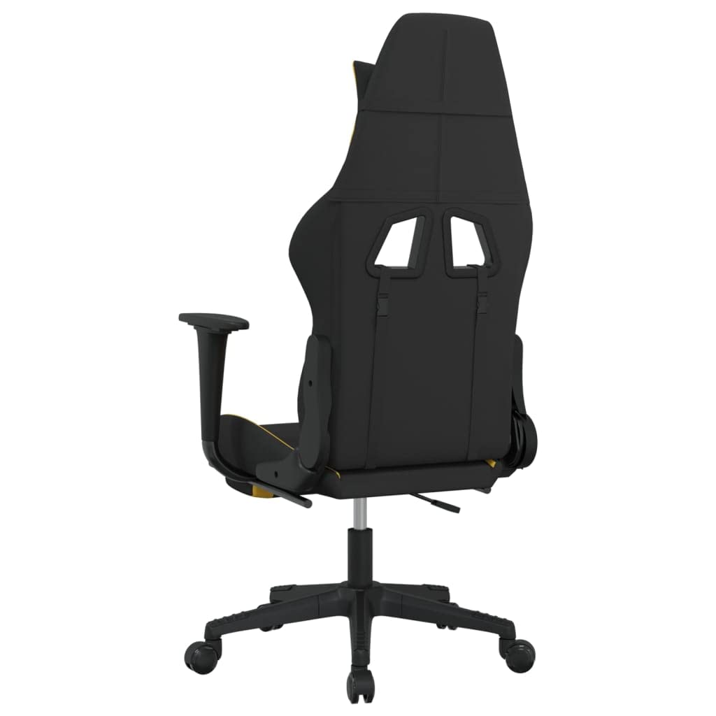 Adjustable Gaming Chair with Footrest - Black and Yellow Fabric