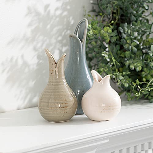 Ceramic Vase Set - 3 Small Bud Vases, Rustic Home Décor, Modern Farmhouse