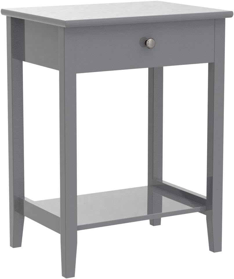 Nightstand Wooden 2-Tier Couch Sofa Side Table with Drawer, Storage Shelf