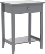 Nightstand Wooden 2-Tier Couch Sofa Side Table with Drawer, Storage Shelf