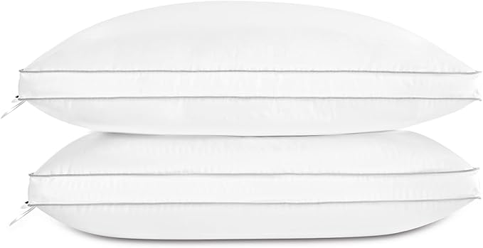 Luxury Feather Down Pillow, Medium Fluffy Pillow King Size