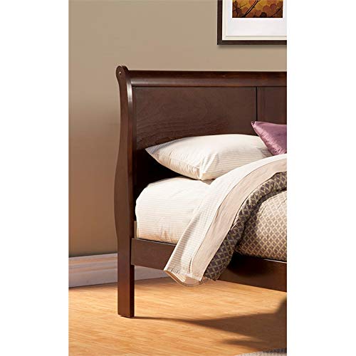 Full Size Wood Sleigh Bed, Box Spring Required, in Cappuccino (Brown)