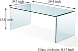 Glass Coffee Table, Modern Tempered Clear Coffee Tables Decor for Living Room,