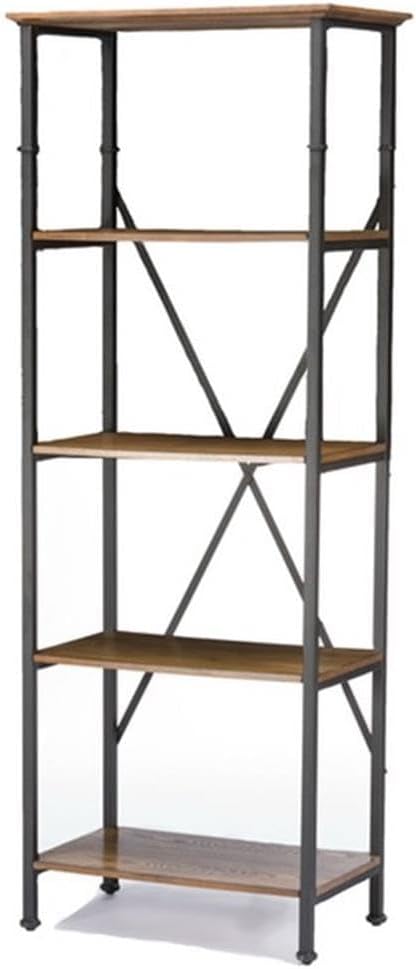 Lancashire Wood and Metal Bookcase, Brown