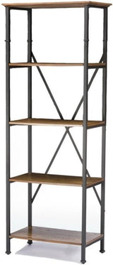 Lancashire Wood and Metal Bookcase, Brown