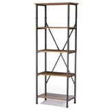 Lancashire Wood and Metal Bookcase, Brown