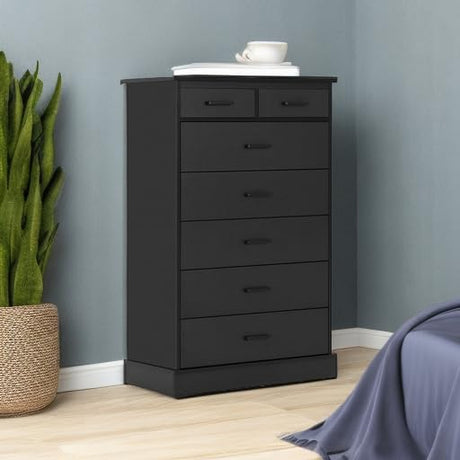 Black Dresser for Bedroom, Tall 7 Drawer Dresser with Sturdy Base