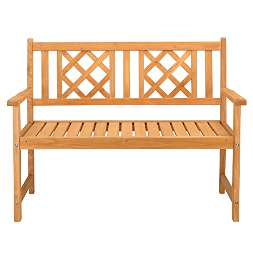 Wooden Garden Bench, Outdoor Wood Patio Bench, Rustic Two Person Loveseat Chair
