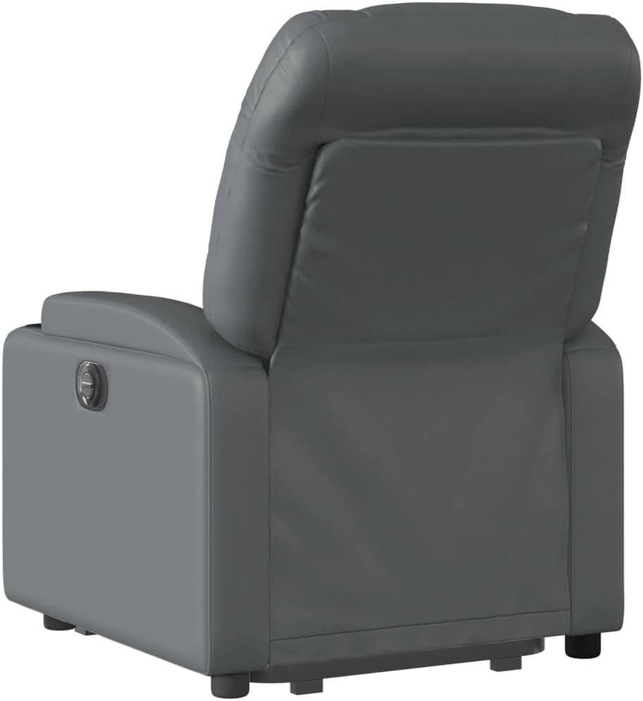 Massage Recliner Armchair in Gray Faux Leather - Power Lift, Recline, Vibration Massage