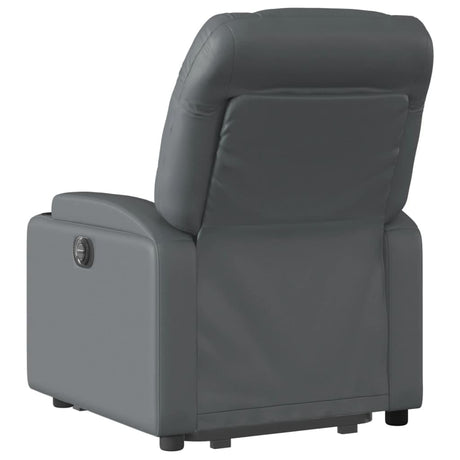 Massage Recliner Armchair in Gray Faux Leather - Power Lift, Recline, Vibration Massage