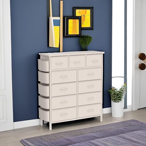 Dresser for Bedroom with 11 Drawer, Dressers & Chests of Drawers with Side Pockets