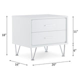 Deoss Wooden Rectangular 2-Drawer Nightstand with V Shaped Legs