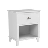 Prepac Yaletown Traditional 1-Drawer Tall Nightstand Side Table, Bedside Table with Drawer and Open Shelf 16" D x 23" W x 28" H, White, WDNH-1201-1