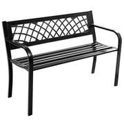 Outdoor Bench, Garden Bench with Iron Steel Frame, PVC Backrest, Mesh Pattern