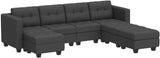 Belffin Modular Storage U-Shape Sectional Sofa Couch with Reversible Chaises 7-seat Sofa with Storage Seat Modular Sectional Sofa Set with Ottomans Modern Fabric Dark Grey