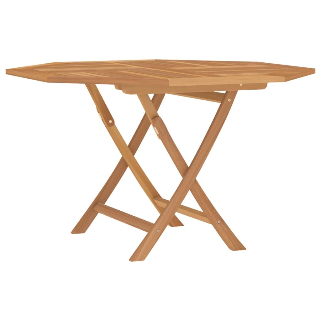 Octagon Foldable Teak Wood Patio Table - Weather Resistant Outdoor Dining