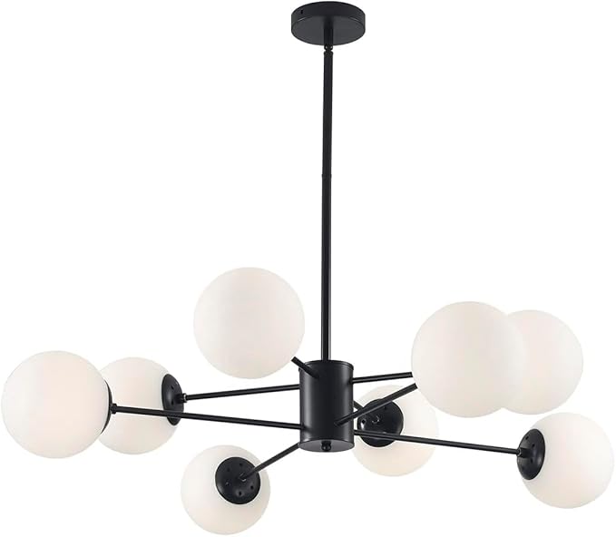 Glass Globe Chandelier Mid Century Modern Pendant Lights Black Ceiling Hanging Light