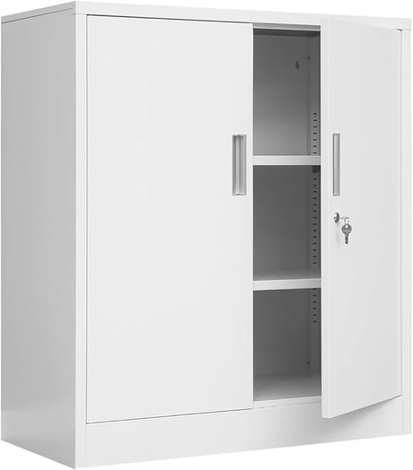 Metal Storage Cabinets with Shelves and Doors, Steel Locking Storage Cabinet