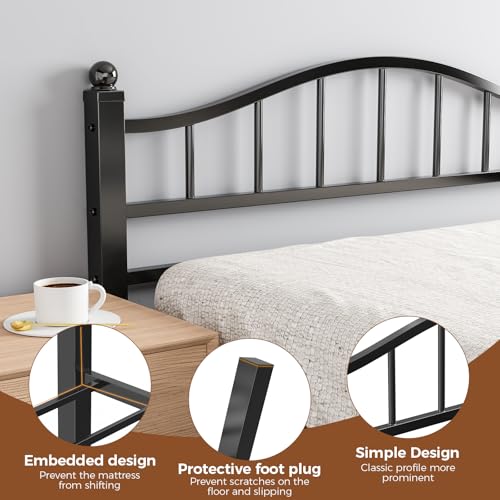 Queen Bed Frame with Headboard - Heavy Duty Metal Platform with Storage