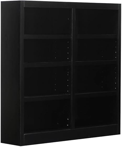 Traditional 48" Tall 8-Shelf Double Wide Wood Bookcase in Cherry