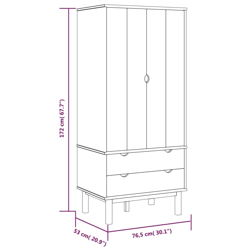 OTTA Wardrobe - Solid Pine Wood Classic Scandinavian Design