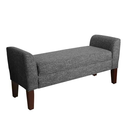 Tara Upholstered Storage Settee Bench with Hinged Lid, Dark Grey