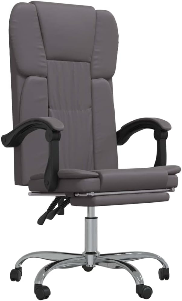 SKM Reclining Office Chair Gray Faux Leather (15.2 KG/33.44 LBS)