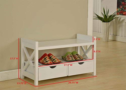 Wood Shoe Storage Bench with Drawers