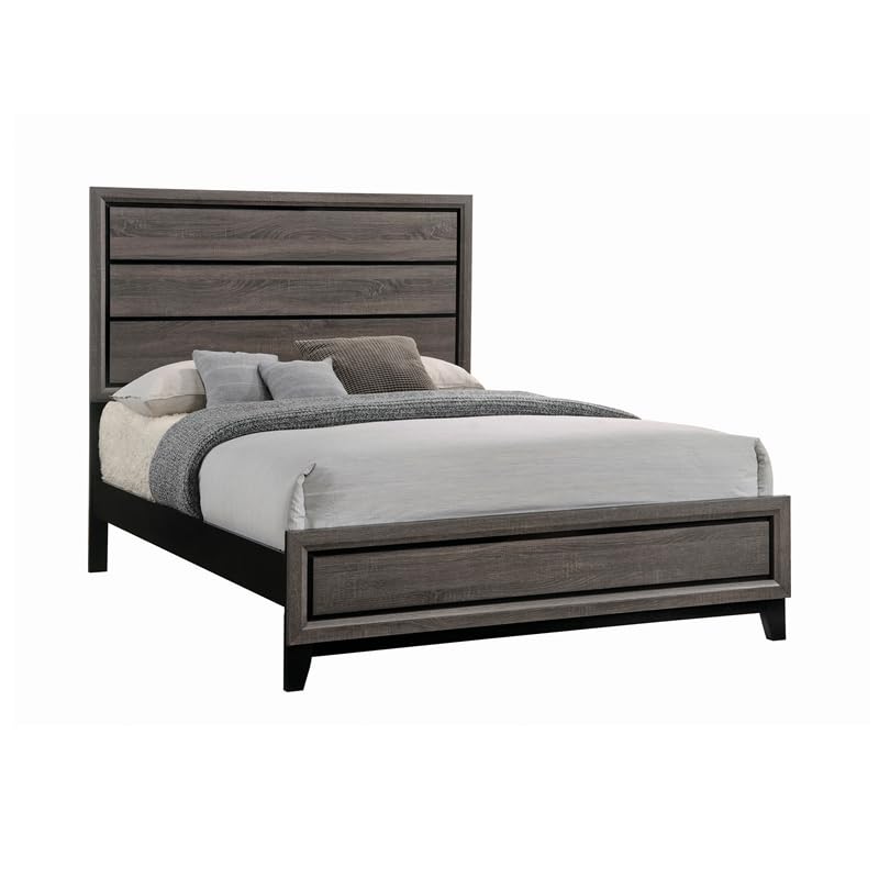 5-Piece Transitional Wood Eastern King Panel Bedroom Set in Gray