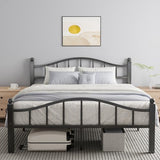 Queen Bed Frame with Headboard - Heavy Duty Metal Platform with Storage
