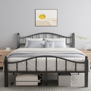 Queen Bed Frame with Headboard - Heavy Duty Metal Platform with Storage